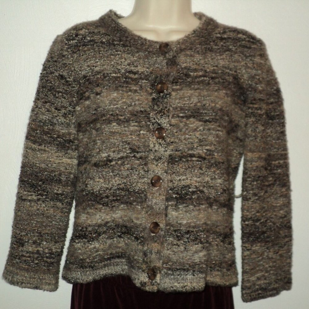 Jana SP Small Petite Cardigan Sweater Brown/Gray